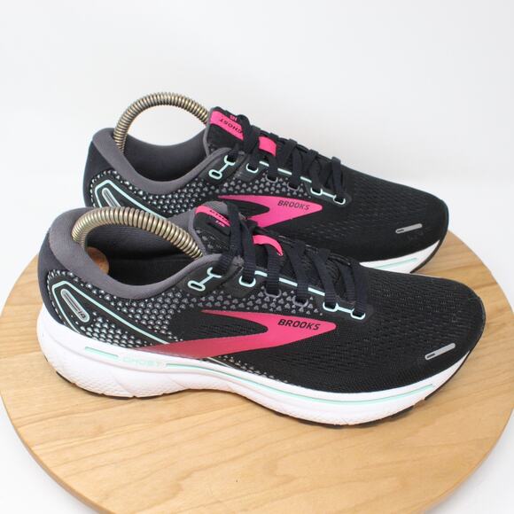 Brooks Shoes - Brooks Shoes Womens 8 Ghost 14 Running Sneakers Black Pink Lace Up Gym Workout